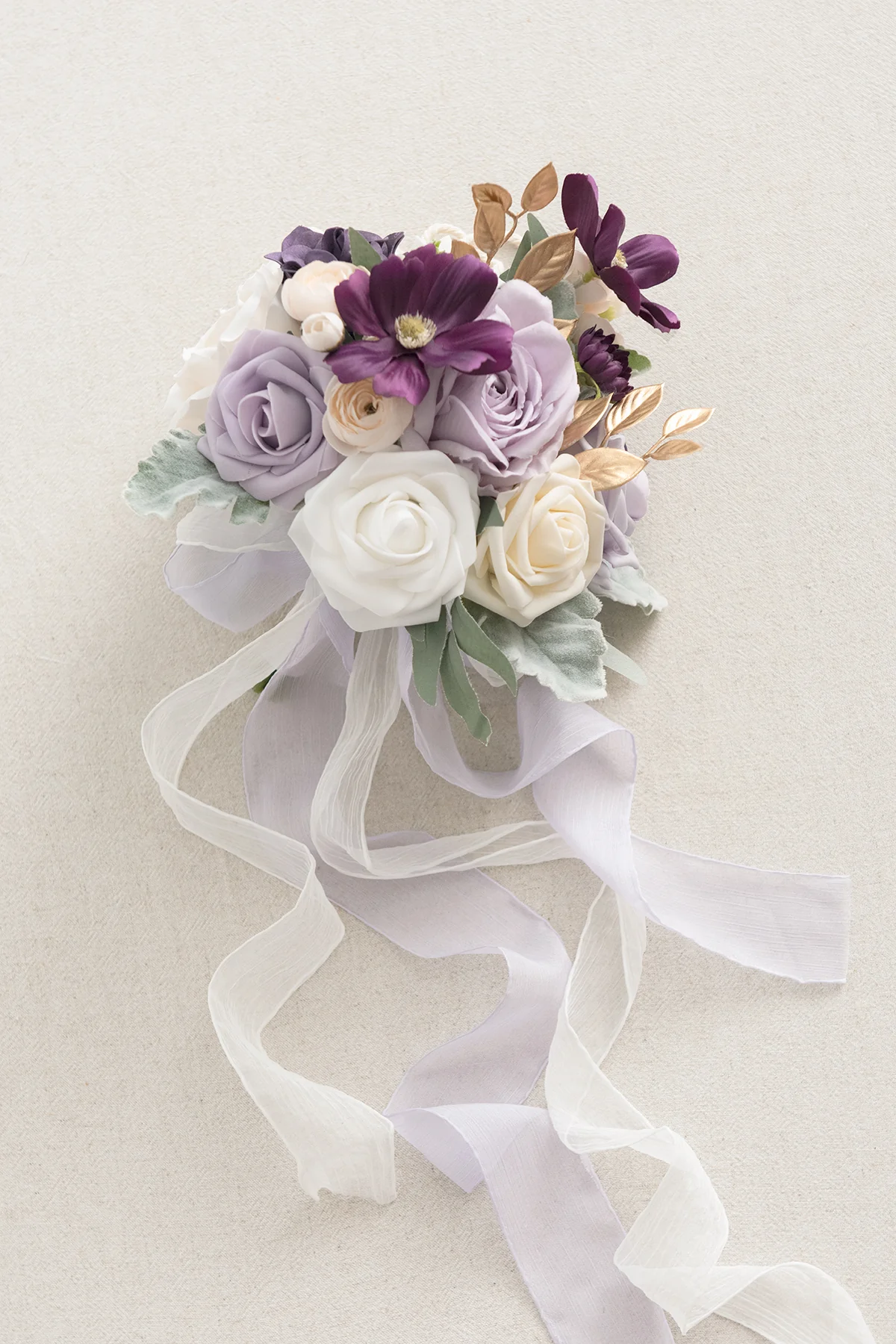 Maid of Honor & Bridesmaid Bouquets in Lilac & Gold - Image 7