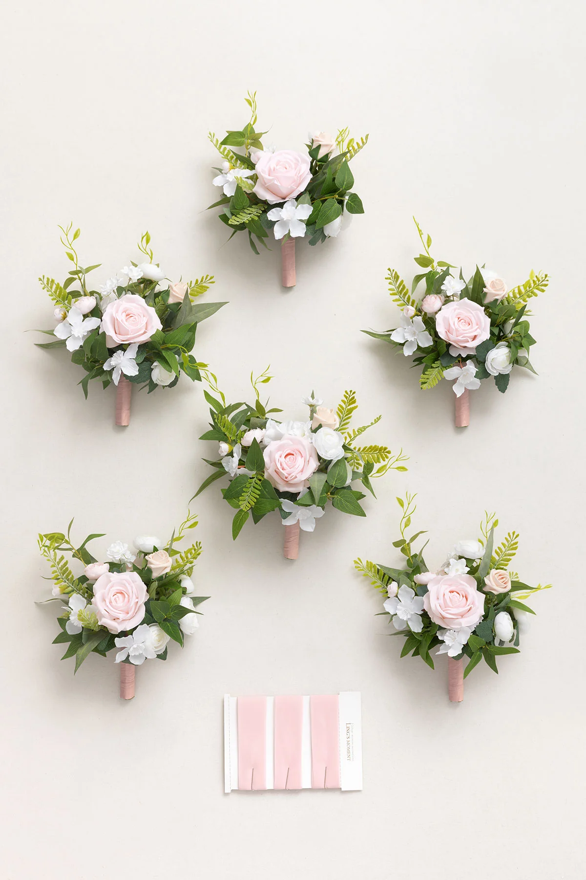 7" Bridesmaid Posy in Blush & White (Set of 6 ) - Image 6