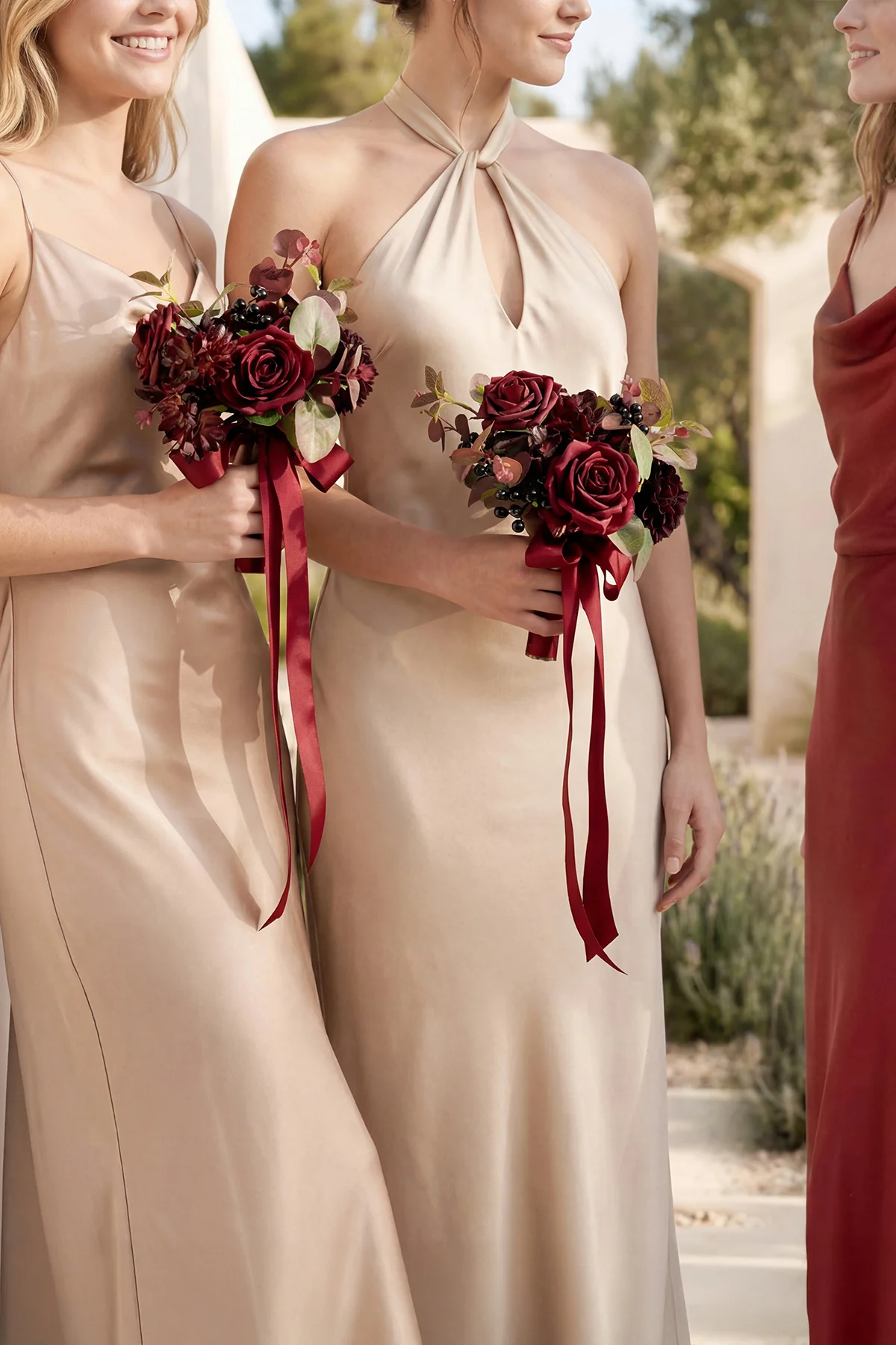 7" Bridesmaid Posy in Burgundy & Black Baccara (Set of 6 ) - Image 2