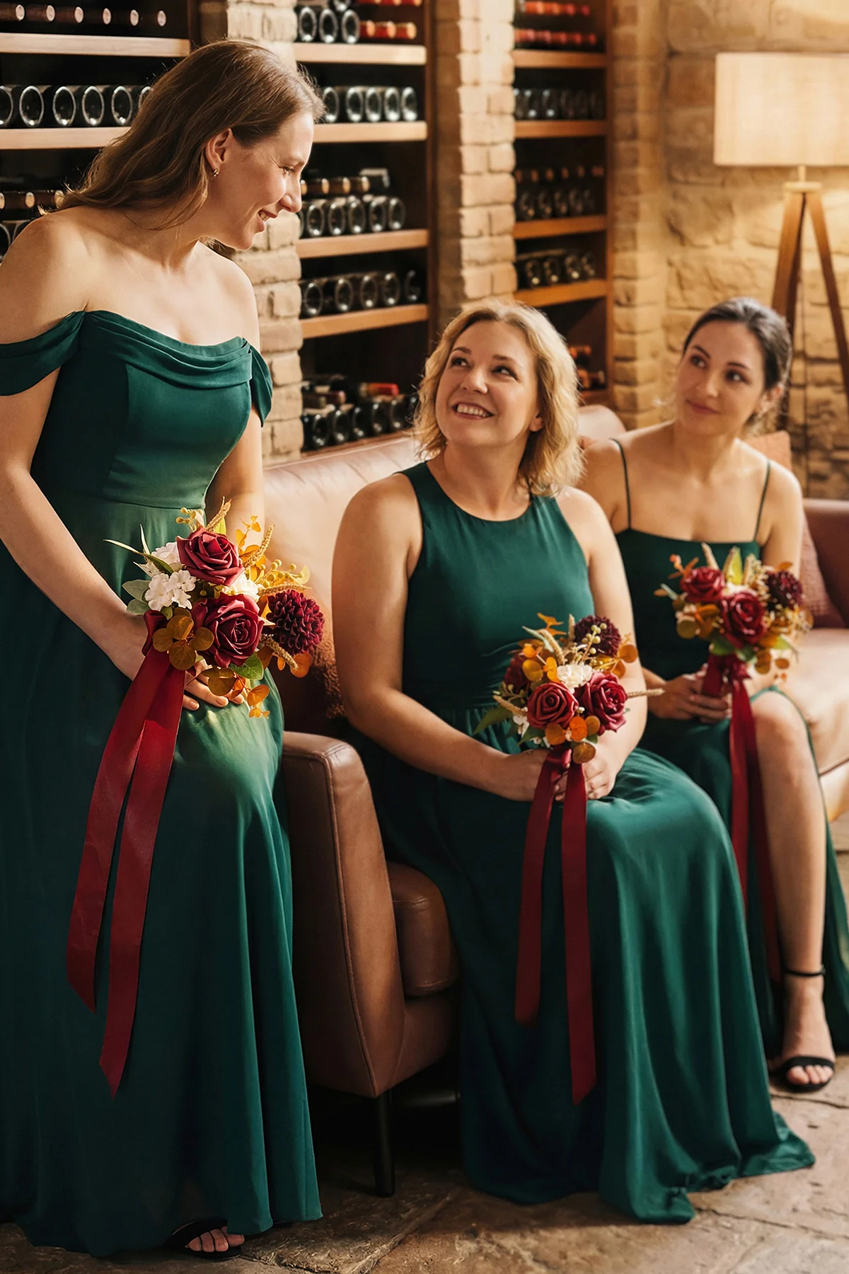 7" Bridesmaid Posy in Burgundy & Burnt Orange (Set of 6) - Image 3
