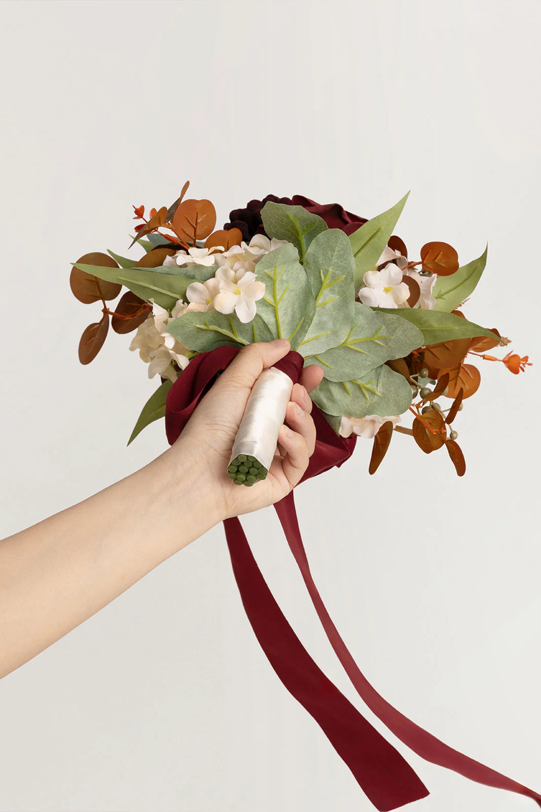 7" Bridesmaid Posy in Burgundy & Burnt Orange (Set of 6) - Image 4