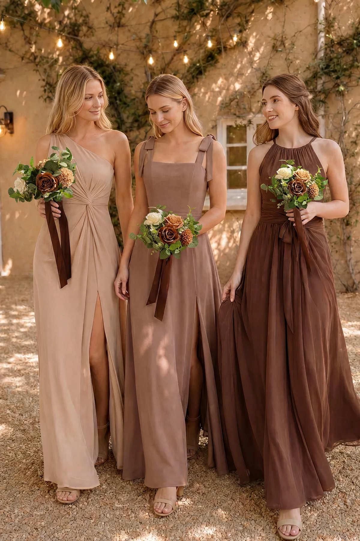 7" Bridesmaid Posy in Earth Brown & Sand Beige (Set of 6 ) - Image 3