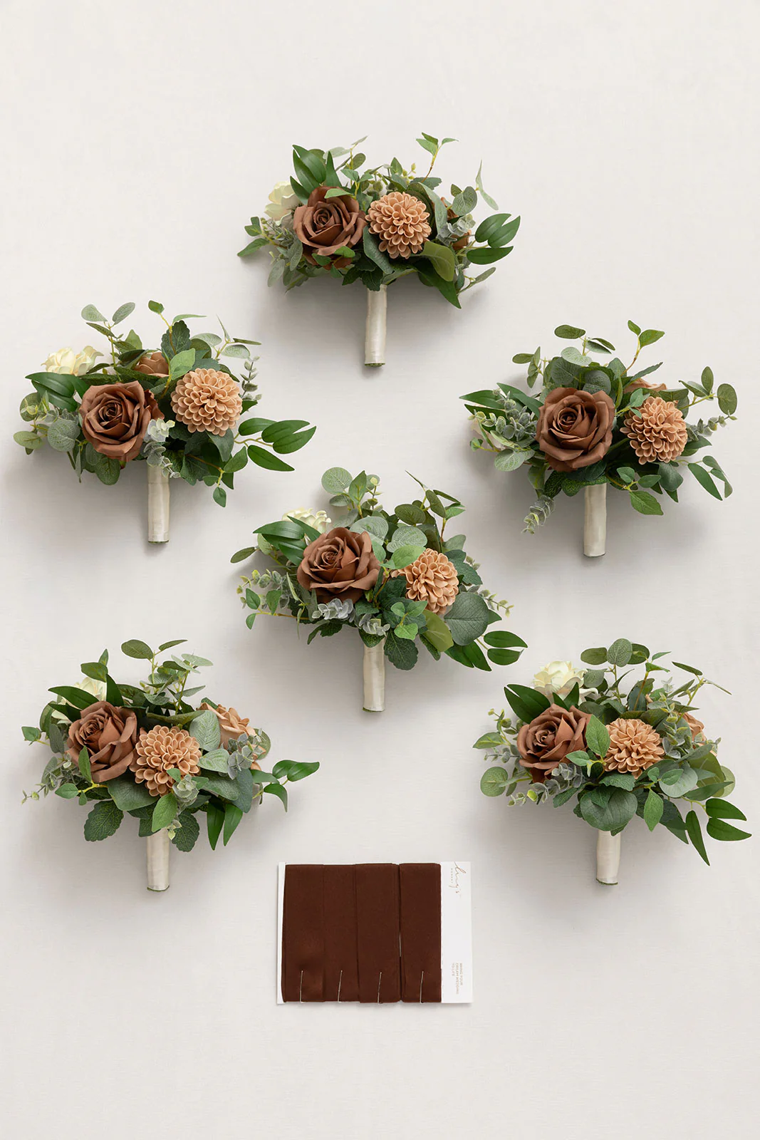 7" Bridesmaid Posy in Earth Brown & Sand Beige (Set of 6 ) - Image 5