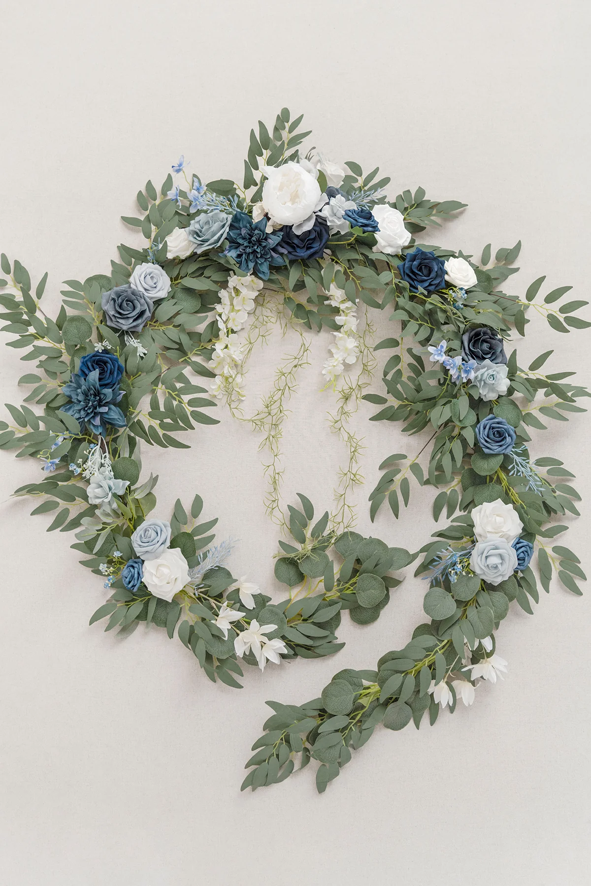 9ft Head Table Flower Garland in Dusty Blue & Navy - Image 6