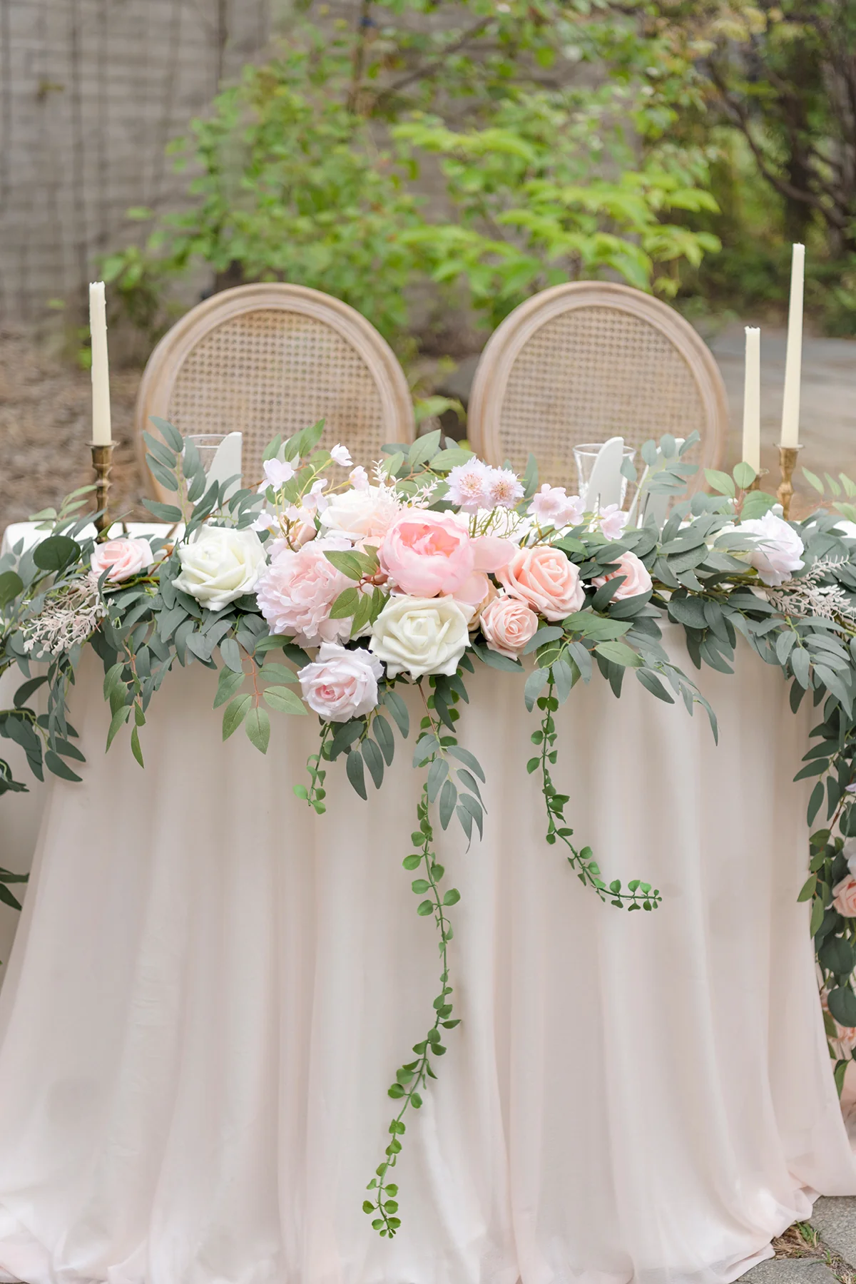 9ft Head Table Flower Garland in Blush & Cream - Image 3