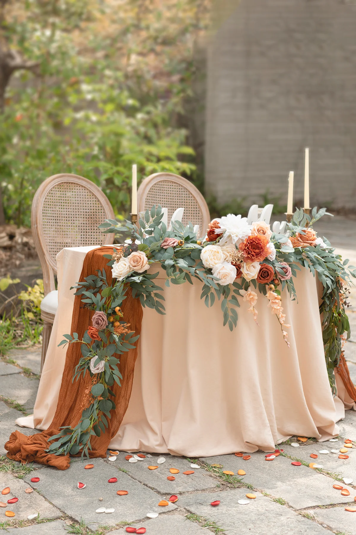 9ft Head Table Flower Garland in Sunset Terracotta - Image 3