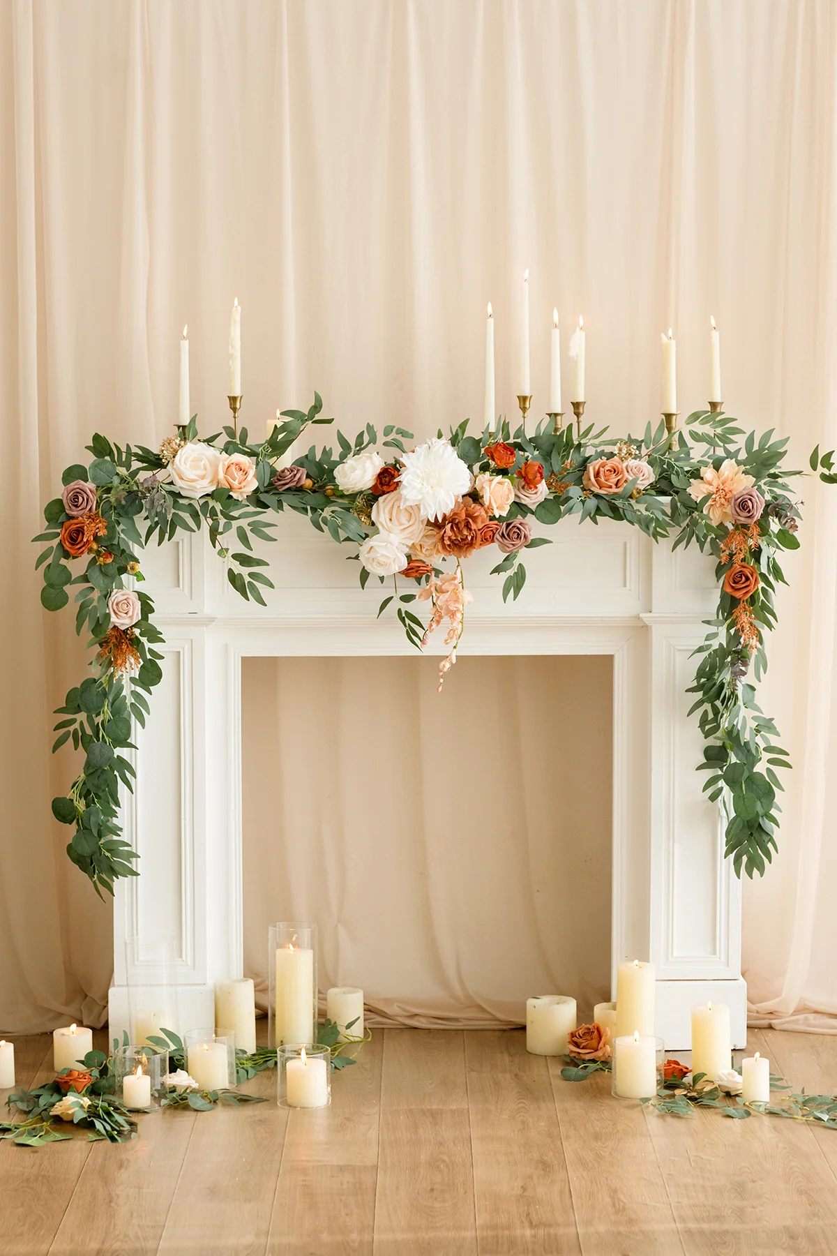 9ft Head Table Flower Garland in Sunset Terracotta - Image 5