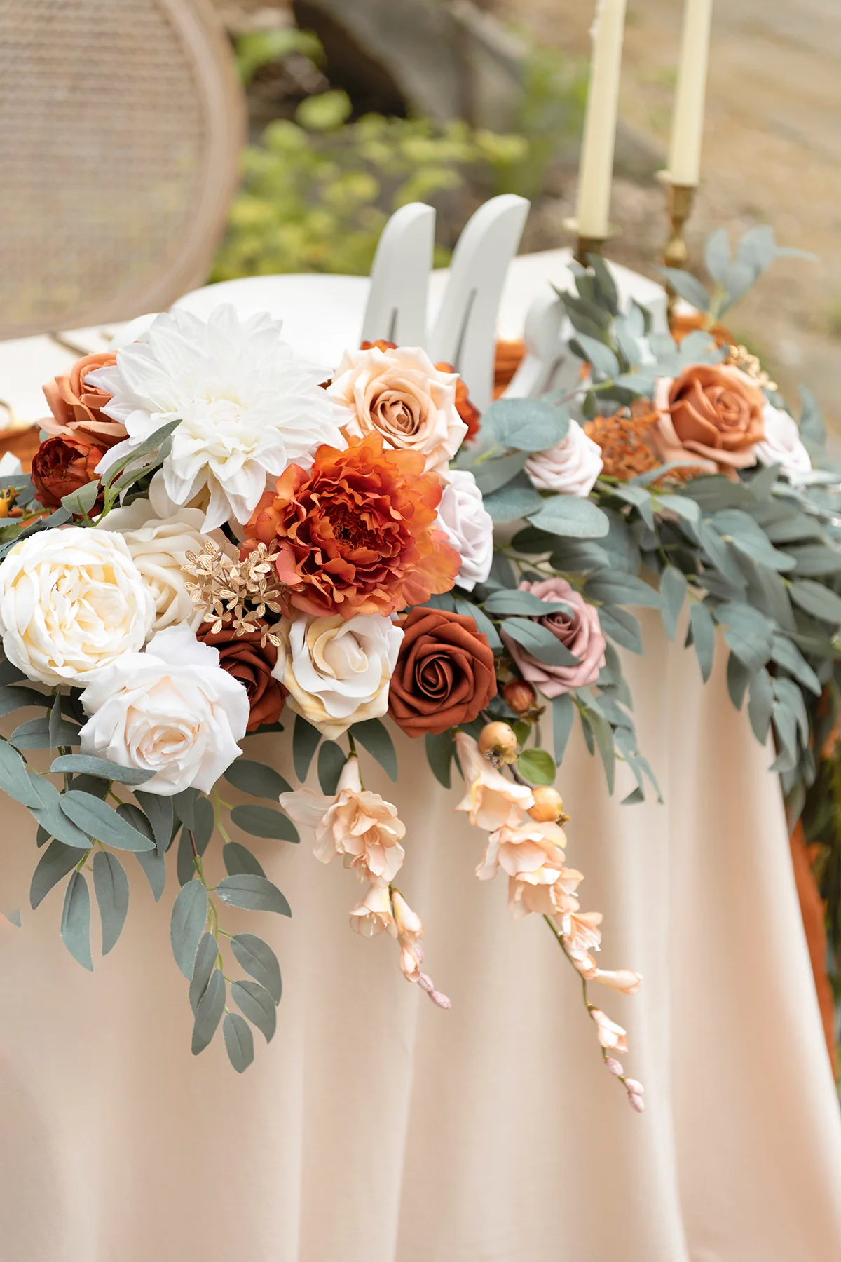 9ft Head Table Flower Garland in Sunset Terracotta - Image 6