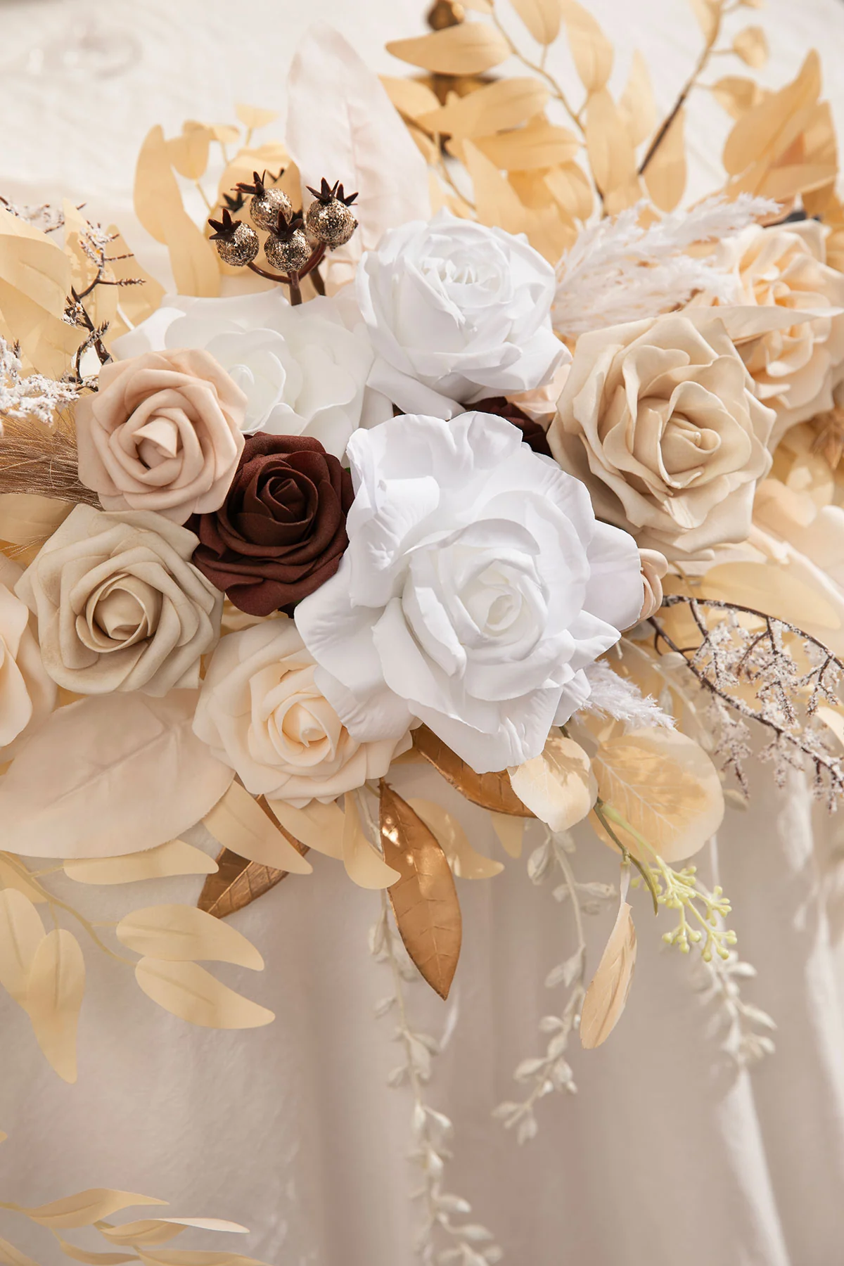 Flash Sale | 9ft Head Table Flower Garland in White & Beige | Clearance - Image 3
