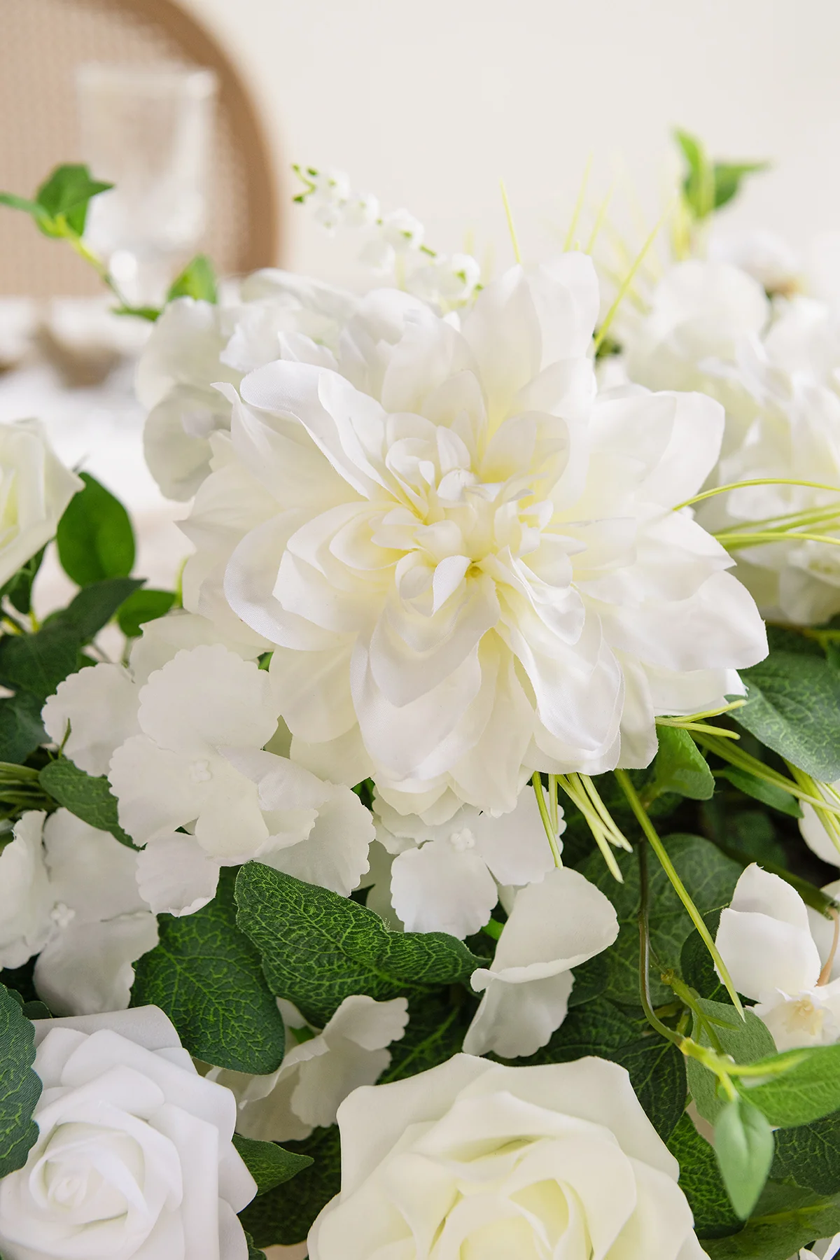 9ft Flower Garland in White & Sage - Image 2