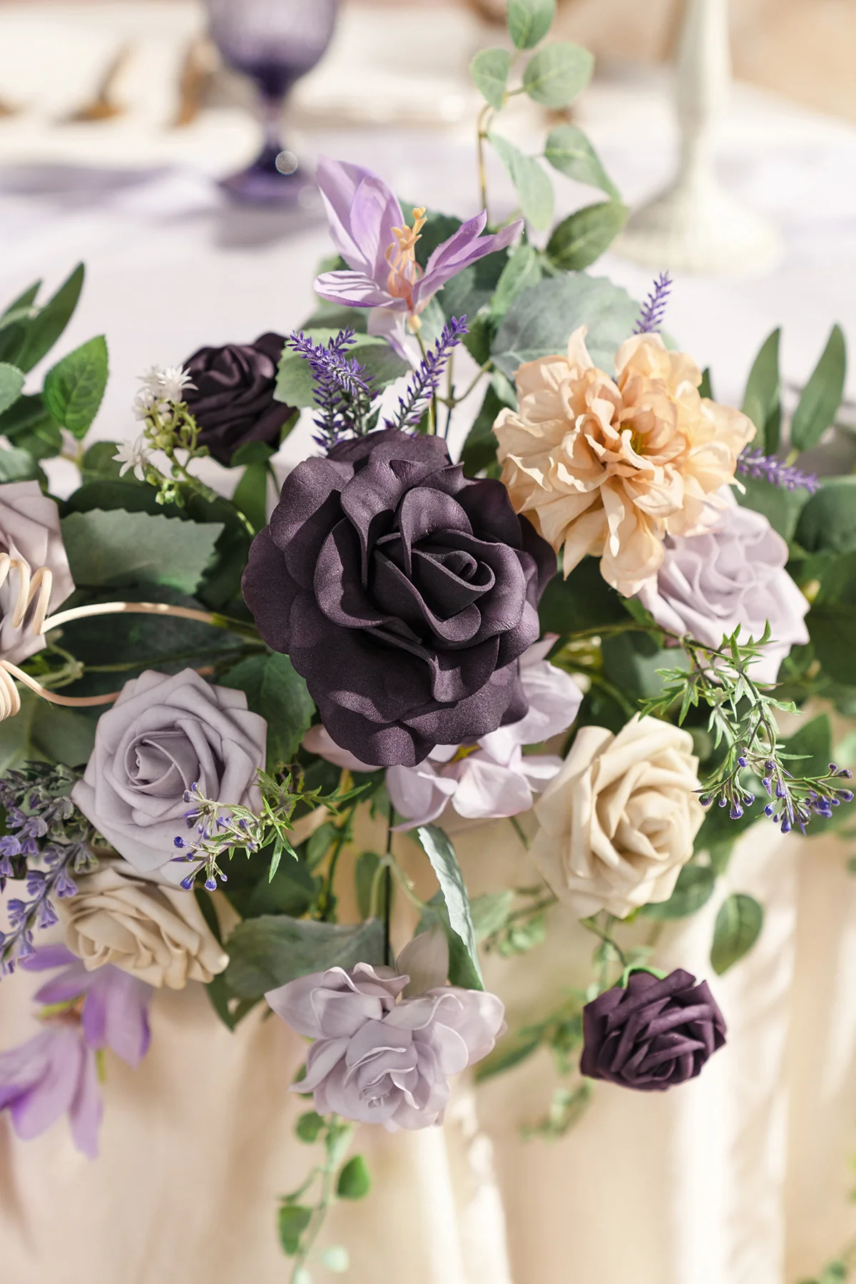 9ft Head Table Flower Garland in French Lavender & Plum - Image 4