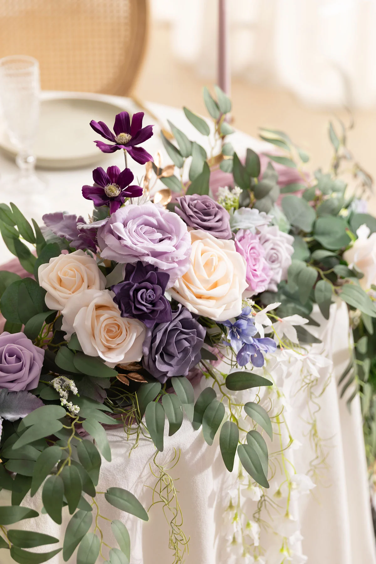 9ft Head Table Flower Garland in Lilac & Gold | Clearance - Image 3