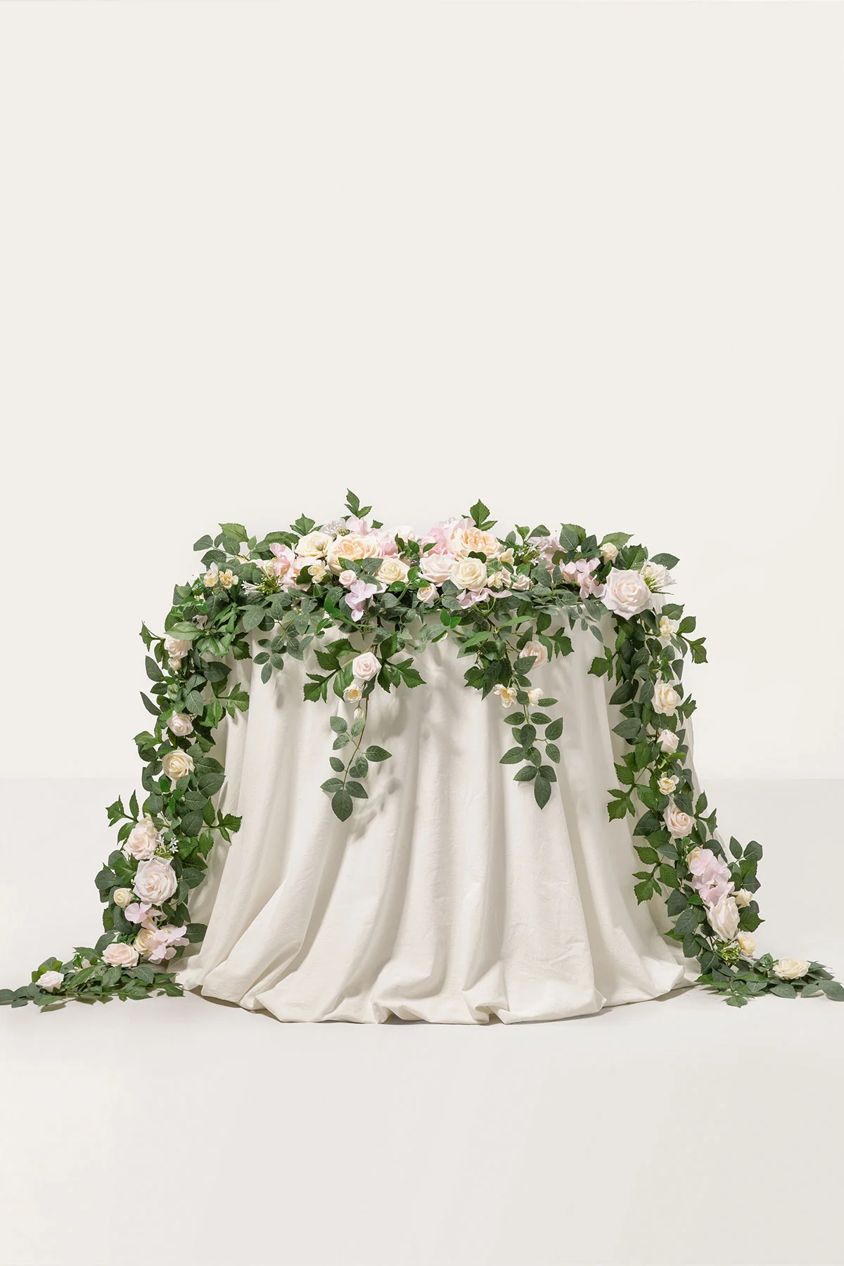 9ft Head Table Flower Garland in Powder Pink & Cream