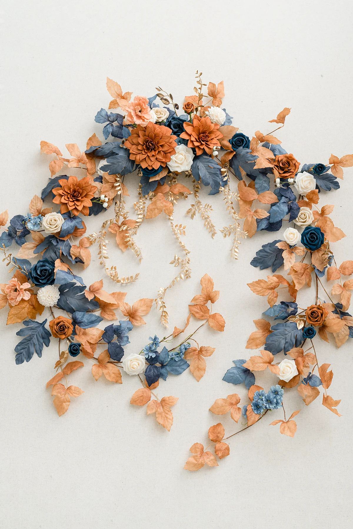 9ft Head Table Flower Garland in Russet Orange & Denim Blue | Clearance - Image 4