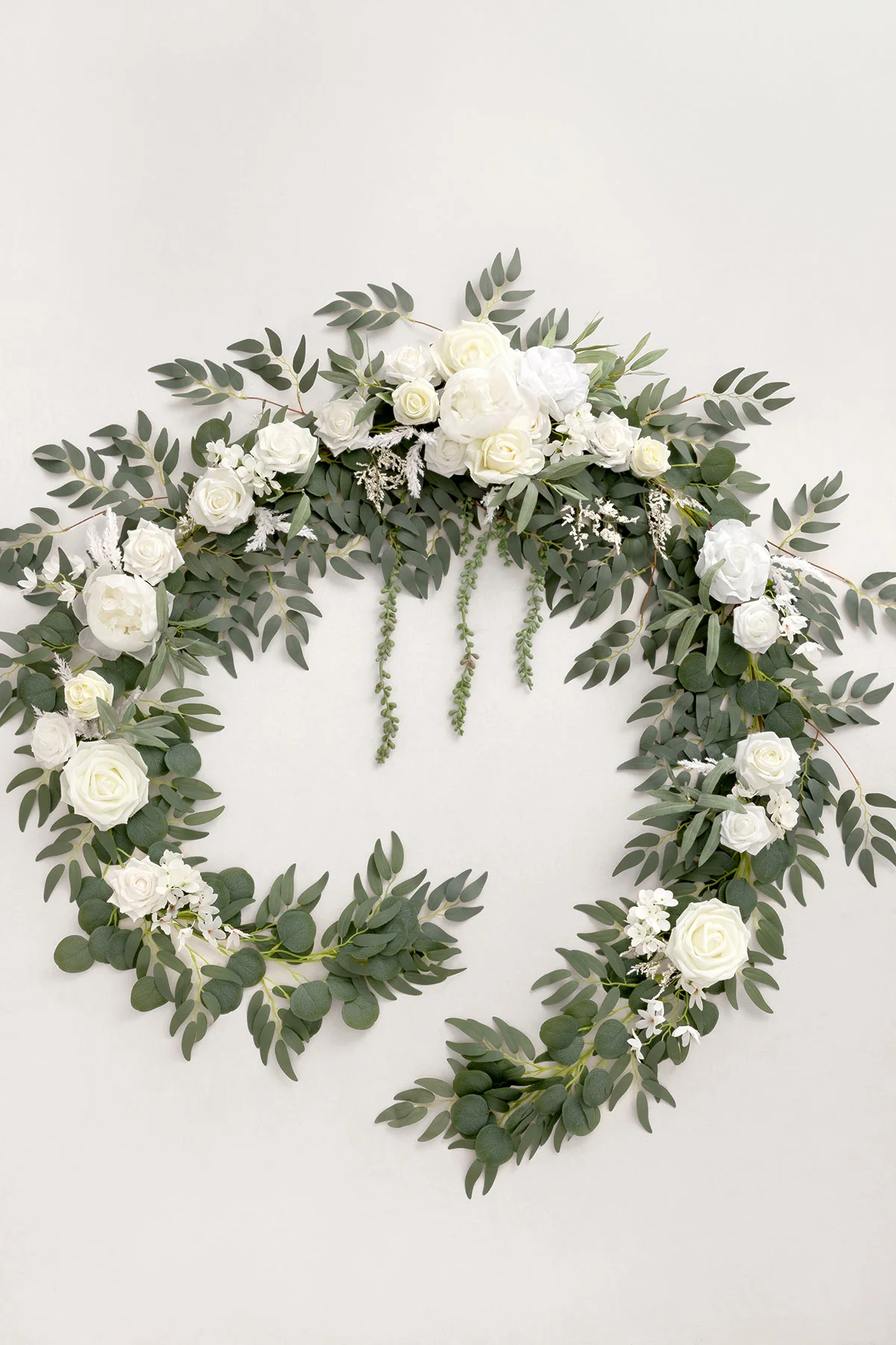 9ft Head Table Flower Garland in White & Sage - Image 4