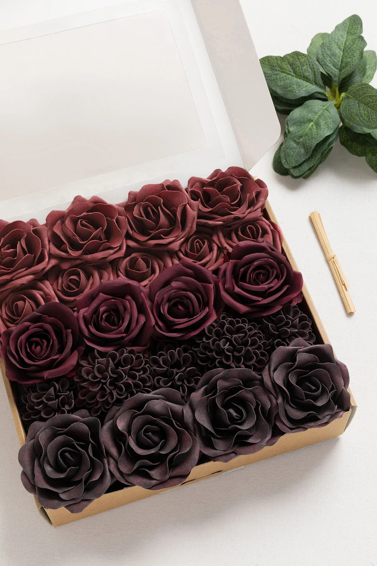 Black Baccara & Burgundy with Sage Mixed Greenery - DIY Bridesmaid Bouquet Kit (Set of 4) - Image 2