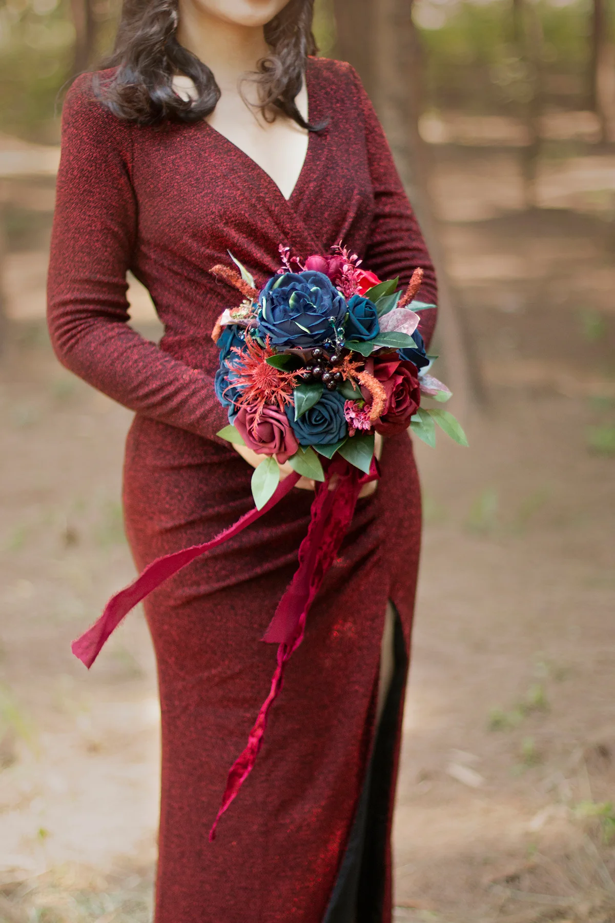 Additional Flower Decorations in Burgundy & Navy - Image 2