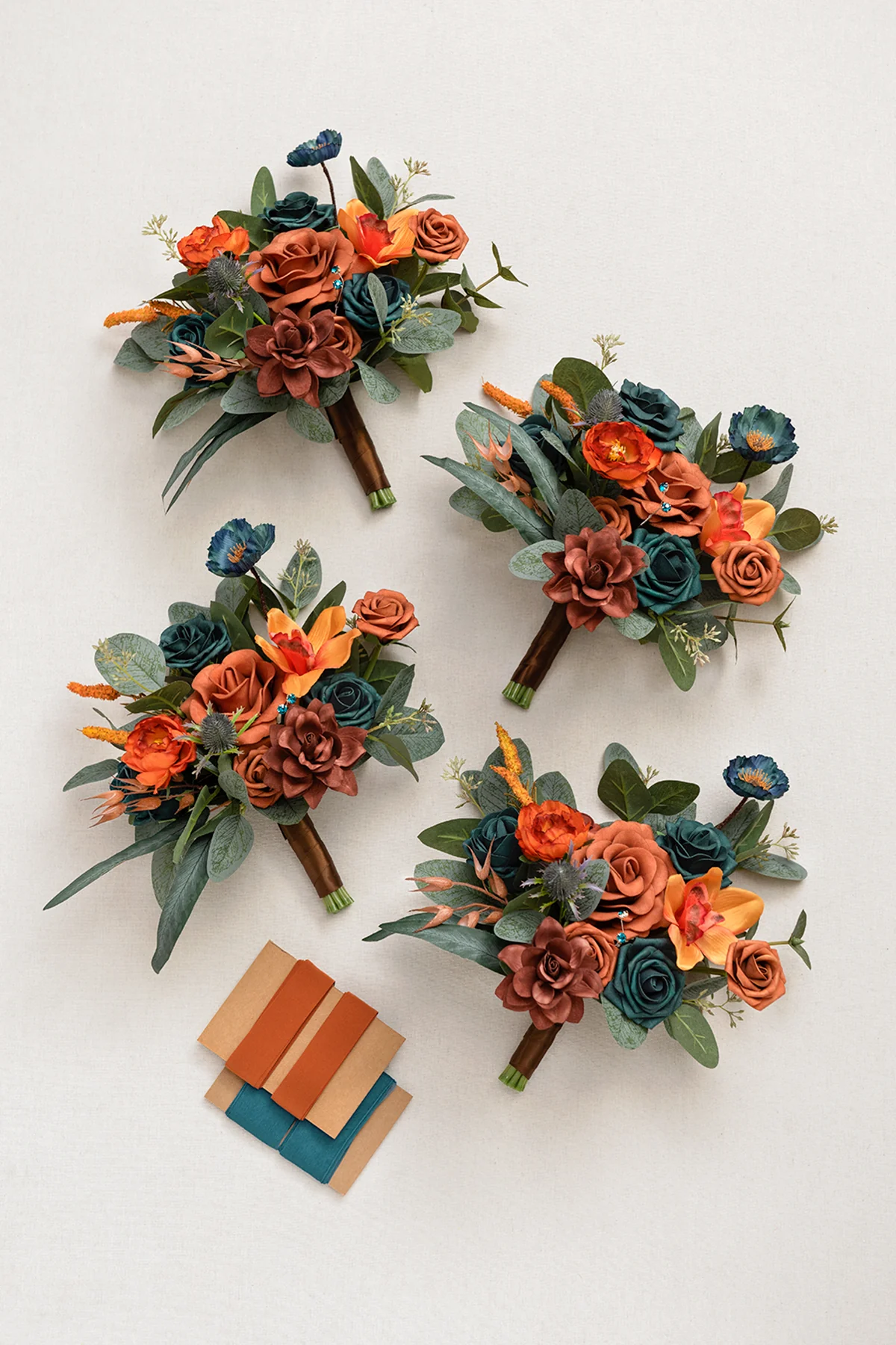 Additional Flower Decorations in Dark Teal & Burnt Orange - Image 7