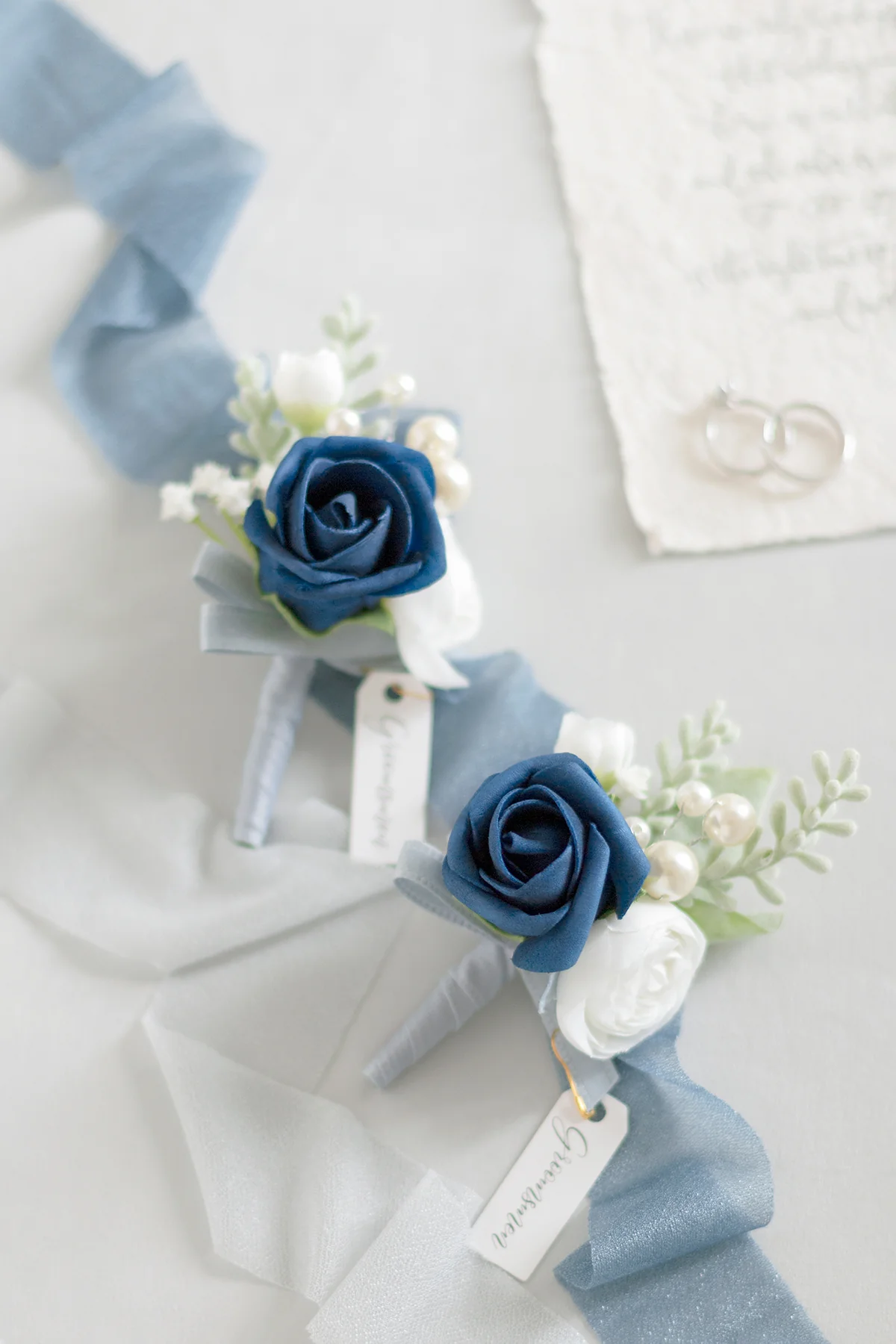 Additional Flower Decorations in Dusty Blue & Navy - Image 2
