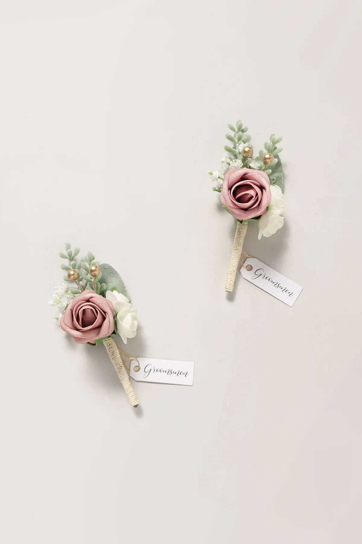 Boutonniere In Dusty Rose & Cream (Set of 2)