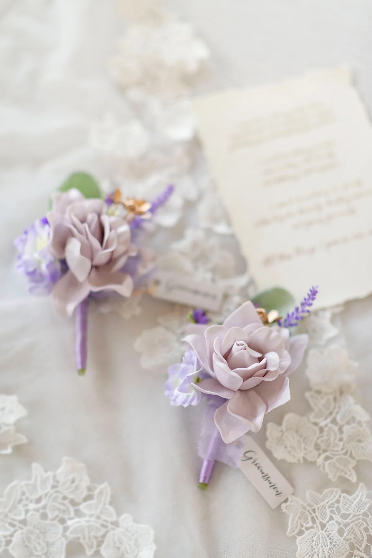 Additional Flower Decorations in Lilac & Gold - Image 6