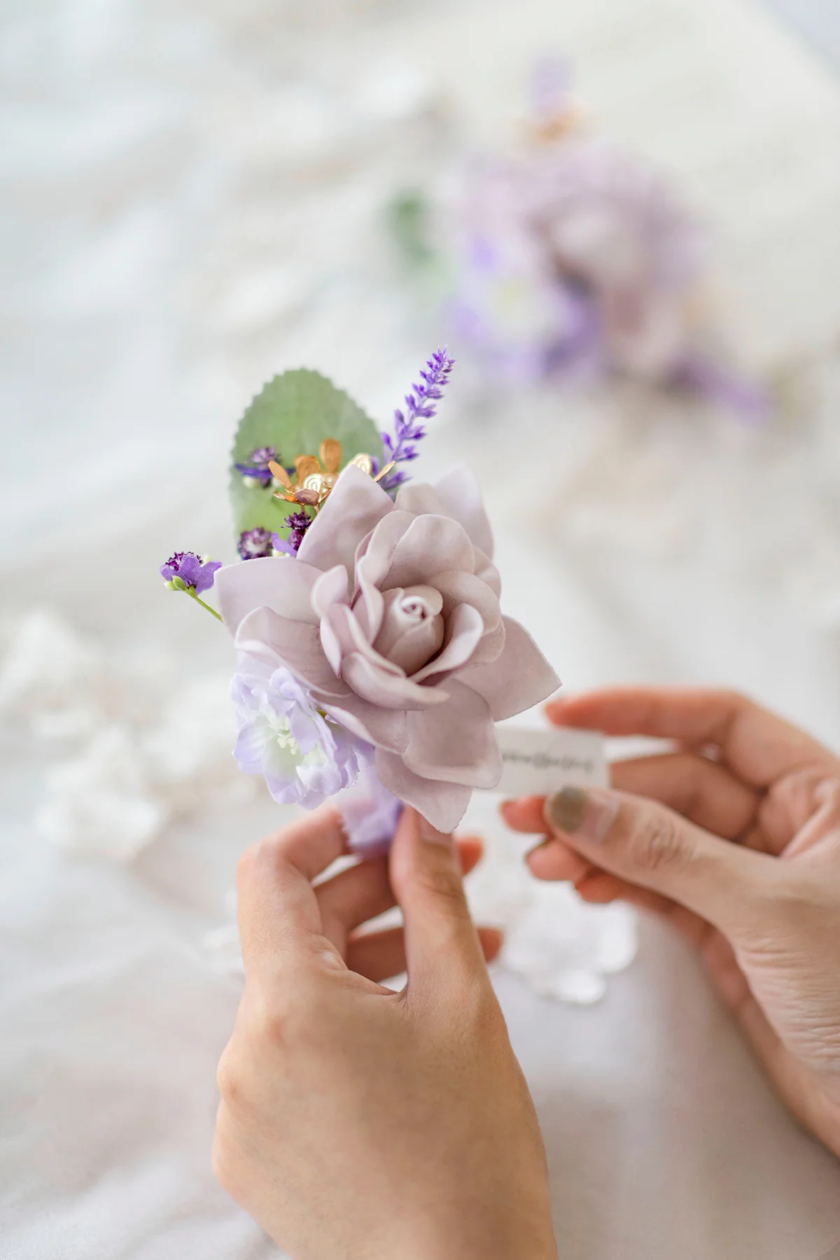Additional Flower Decorations in Lilac & Gold - Image 7
