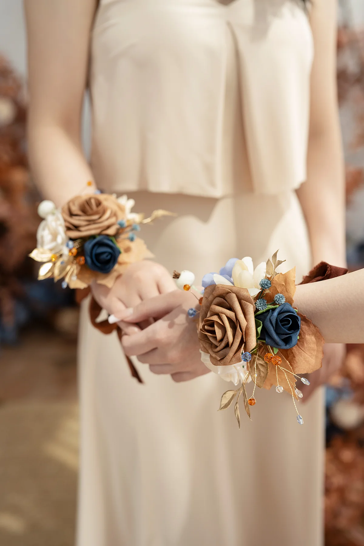 Additional Flower Decorations in Russet Orange & Denim Blue - Image 13