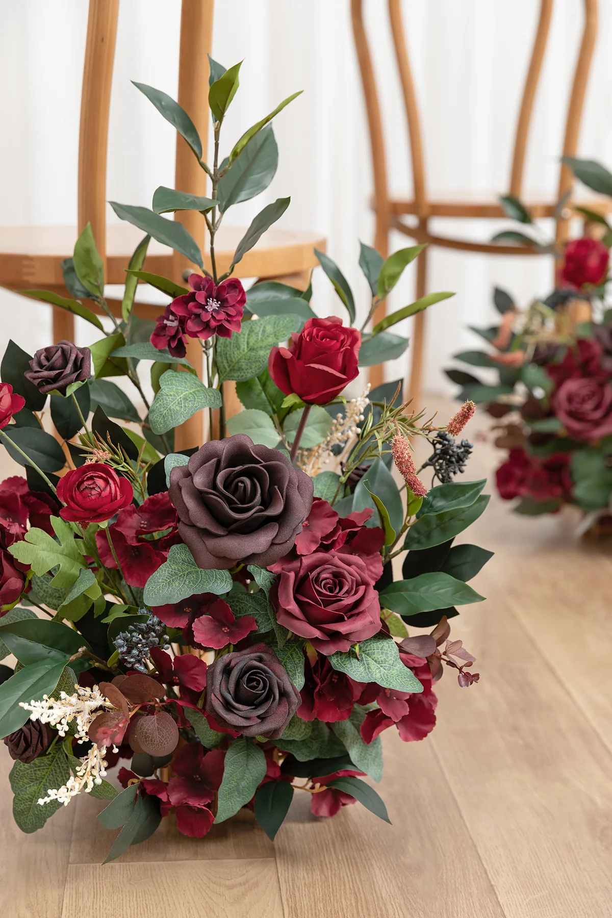 Altar Decor Free-Standing Flowers in Black Baccara & Green - Image 3