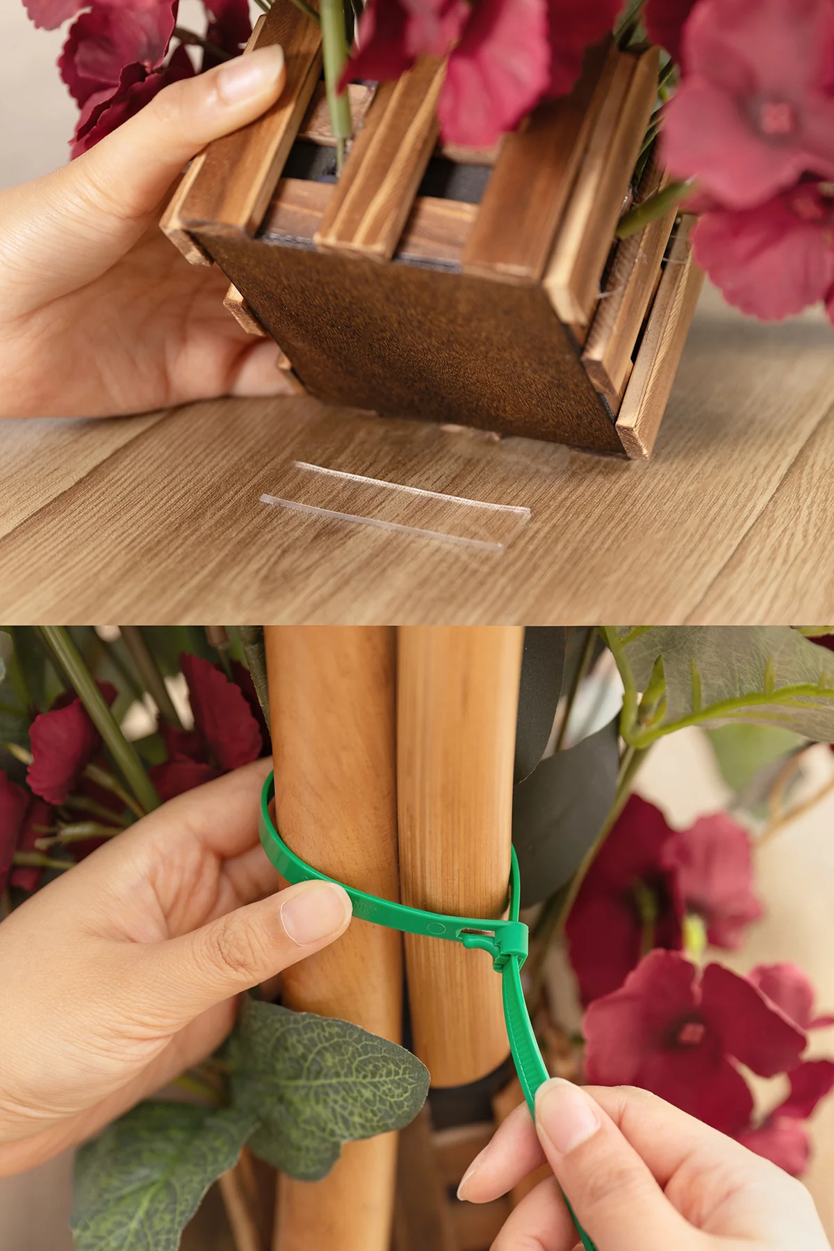 Altar Decor Free-Standing Flowers in Black Baccara & Green - Image 4