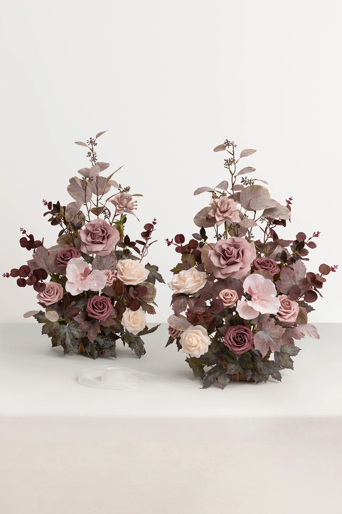 Set of 2 Wedding Aisle Runner Flower Arrangements in Flowing Mauve Romance | Clearance