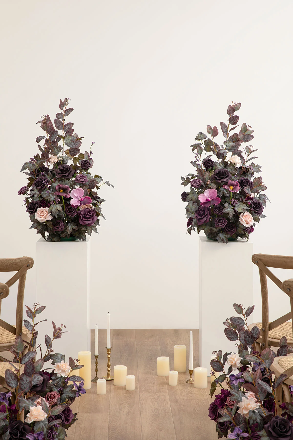 Altar Decor Free-Standing Flowers in Plum Velvet Wedding | Clearance - Image 2