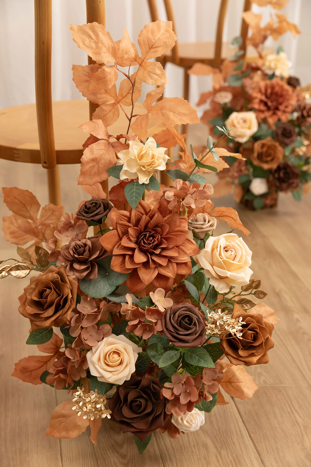 Altar Decor Free-Standing Flowers in Walnut Brown & Burnt Orange - Image 3