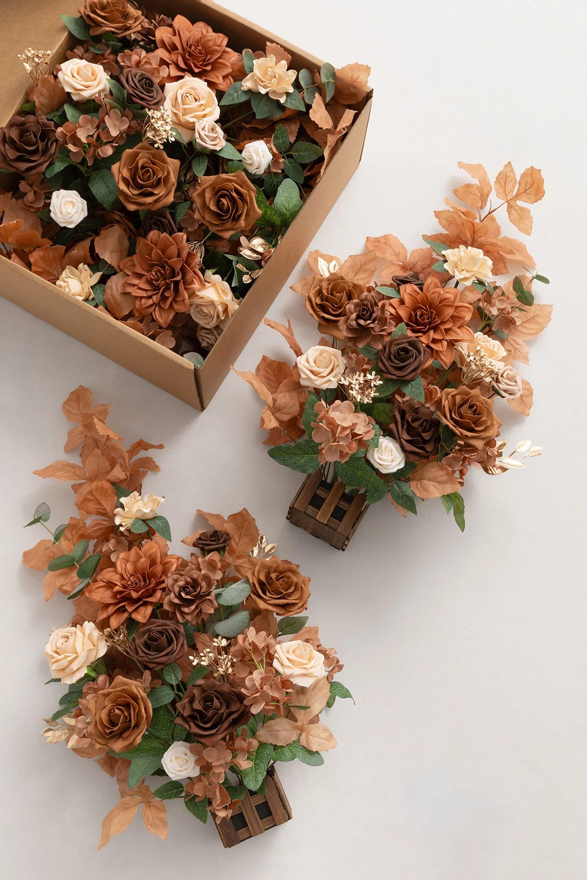 Altar Decor Free-Standing Flowers in Walnut Brown & Burnt Orange - Image 4
