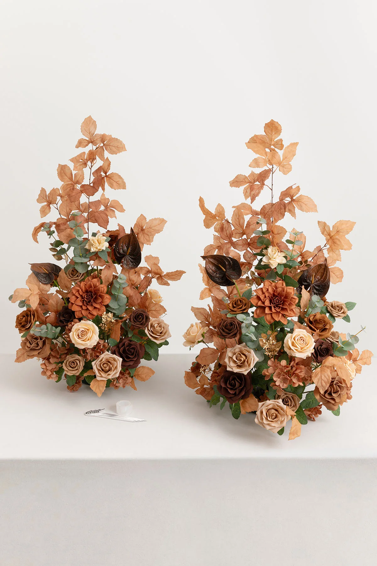 Altar Decor Free-Standing Flowers in Walnut Brown & Burnt Orange （Set of 2） - Image 2
