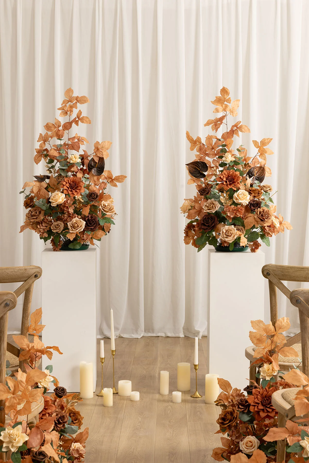Altar Decor Free-Standing Flowers in Walnut Brown & Burnt Orange （Set of 2） - Image 3