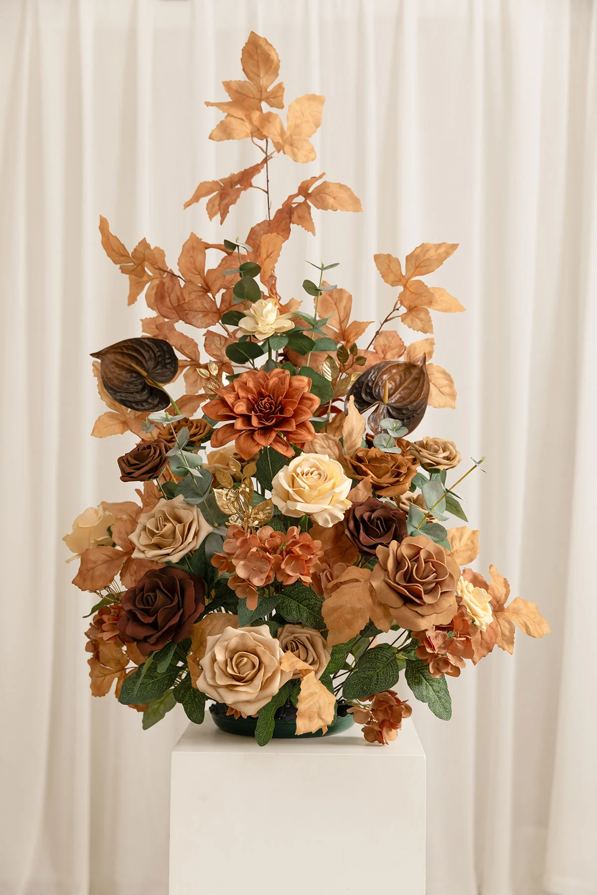 Altar Decor Free-Standing Flowers in Walnut Brown & Burnt Orange （Set of 2） - Image 4