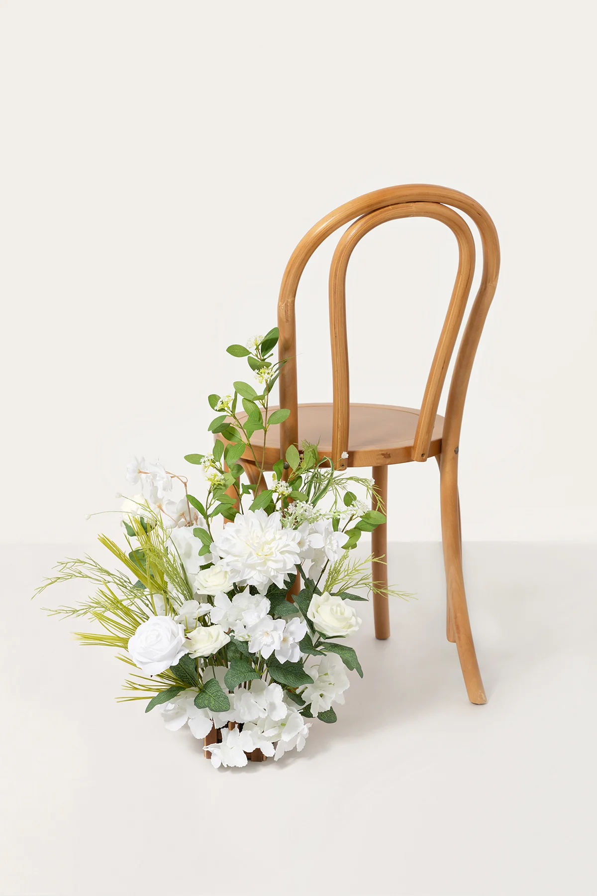 Set of 2 Wedding Aisle Runner Flower Arrangements in White & Green - Image 2