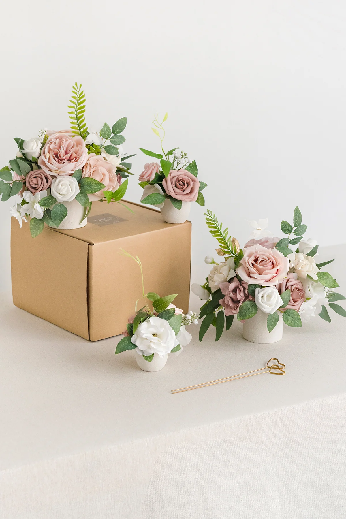 Assorted Floral Centerpiece Set in Dusty Rose & Cream | Clearance - Image 4
