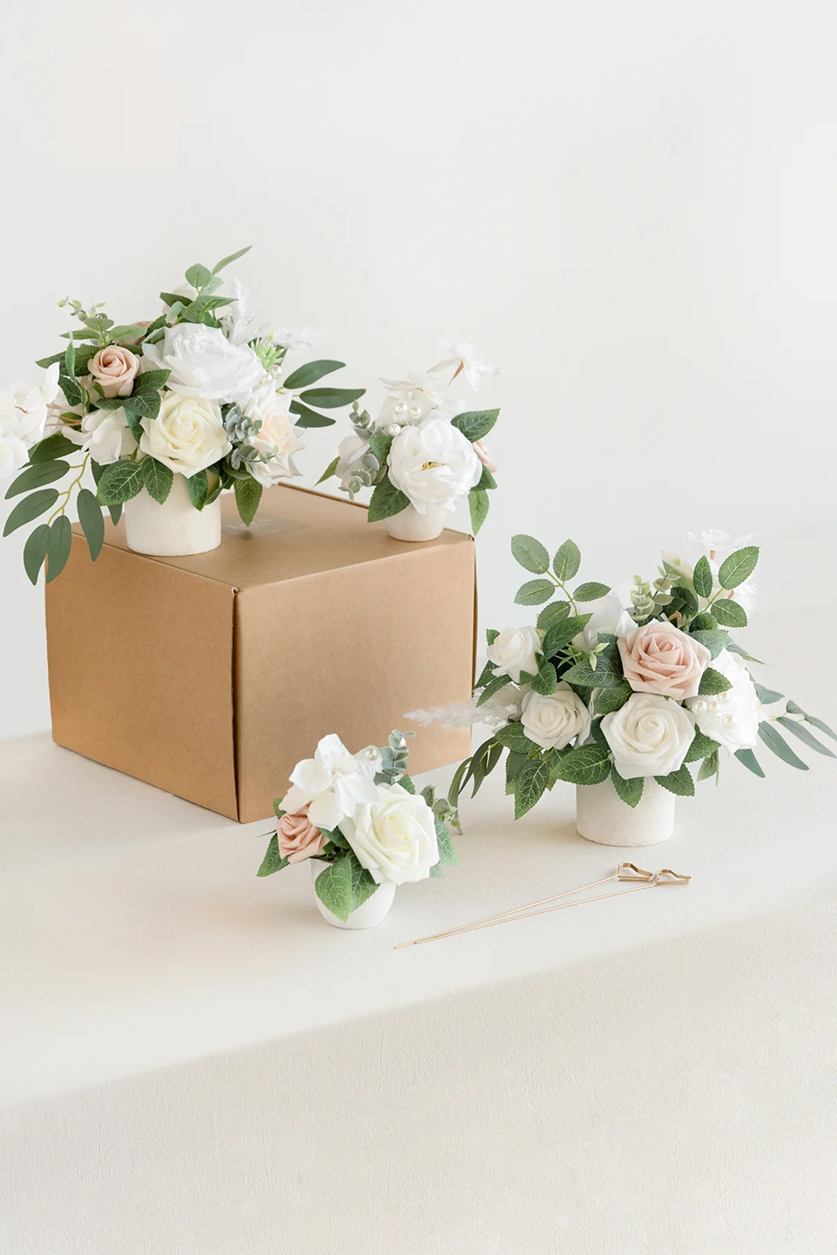Assorted Floral Centerpiece Set in White & Sage | Clearance - Image 4