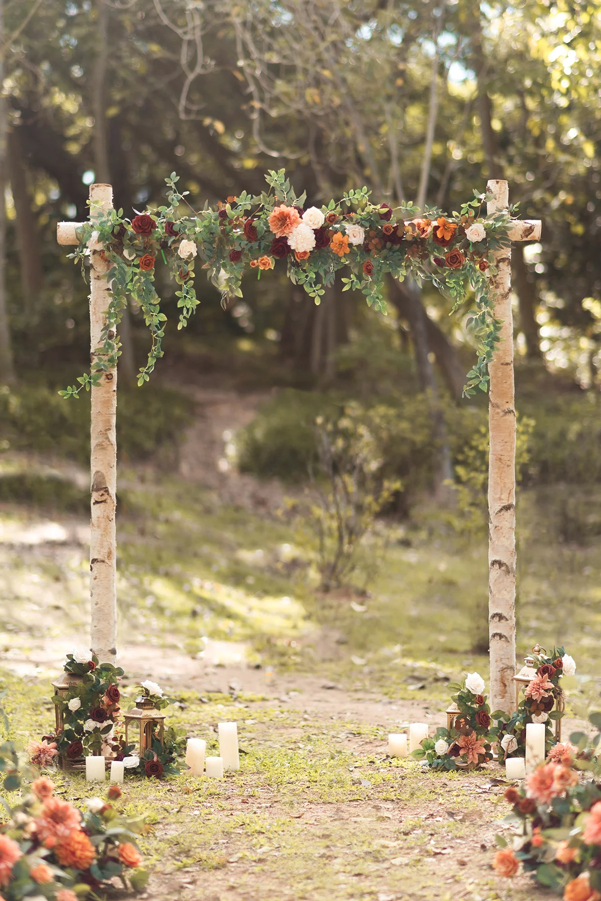 6.5ft Flower Garland with Hanging Vines in Sunset Terracotta - Image 2