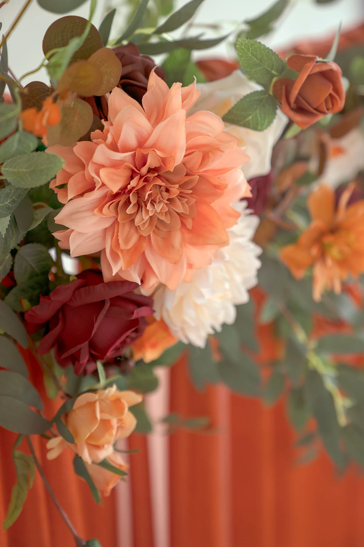 6.5ft Flower Garland with Hanging Vines in Sunset Terracotta - Image 5