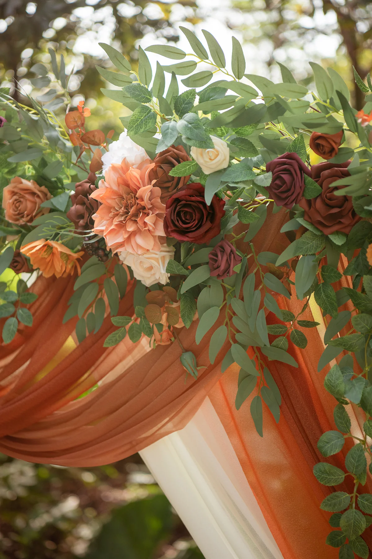 6.5ft Flower Garland with Hanging Vines in Sunset Terracotta - Image 6