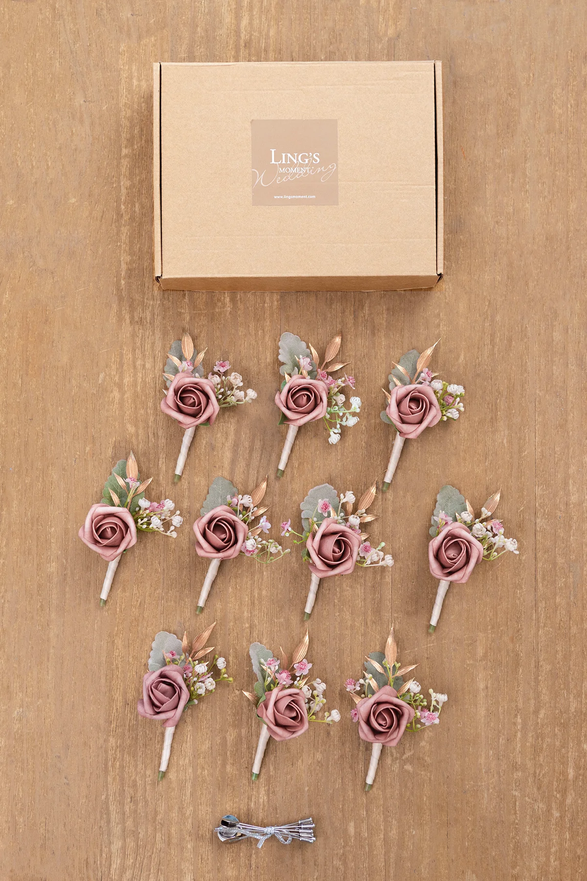 Boutonnieres for Guests in Dusty Rose & Cream - Image 7