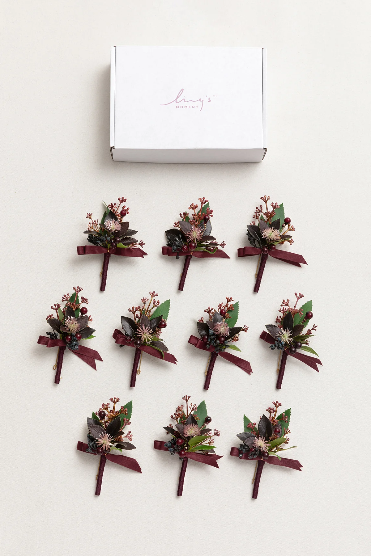 Boutonnieres for Guests in Black Baccara & Burgundy | Clearance - Image 5