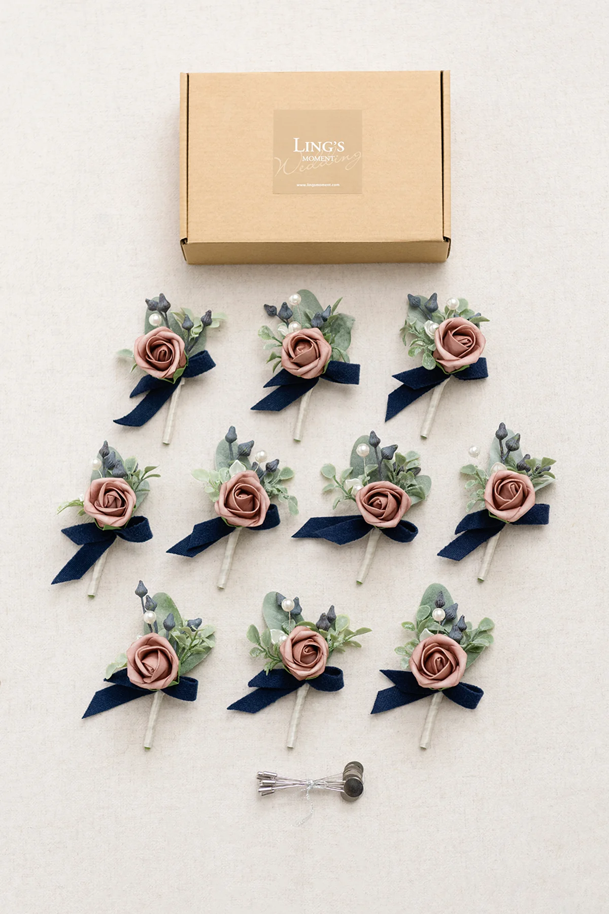 Boutonnieres for Guests in Dusty Rose & Navy | Clearance - Image 6