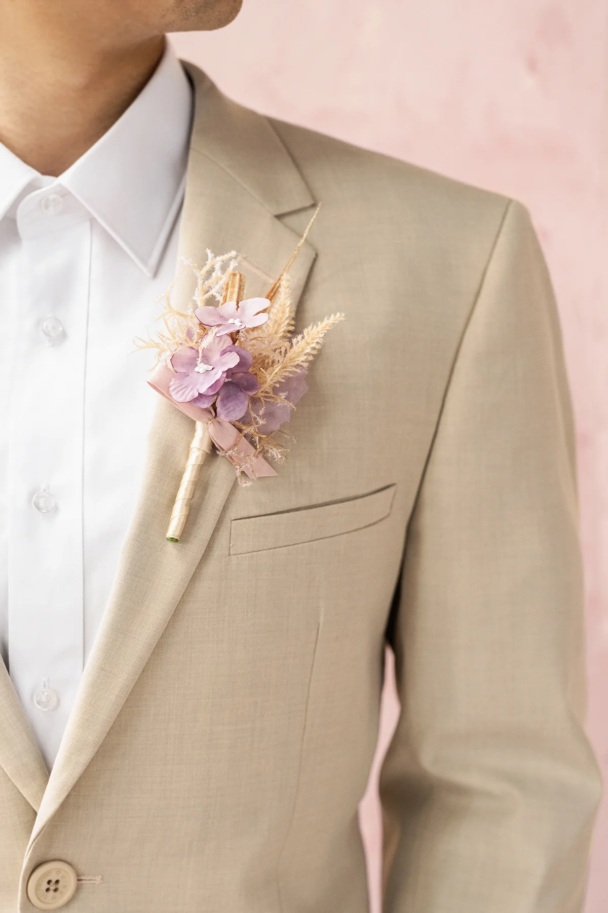 Boutonnieres for Guests in Lavender Aster & Burnt Orange | Clearance - Image 3