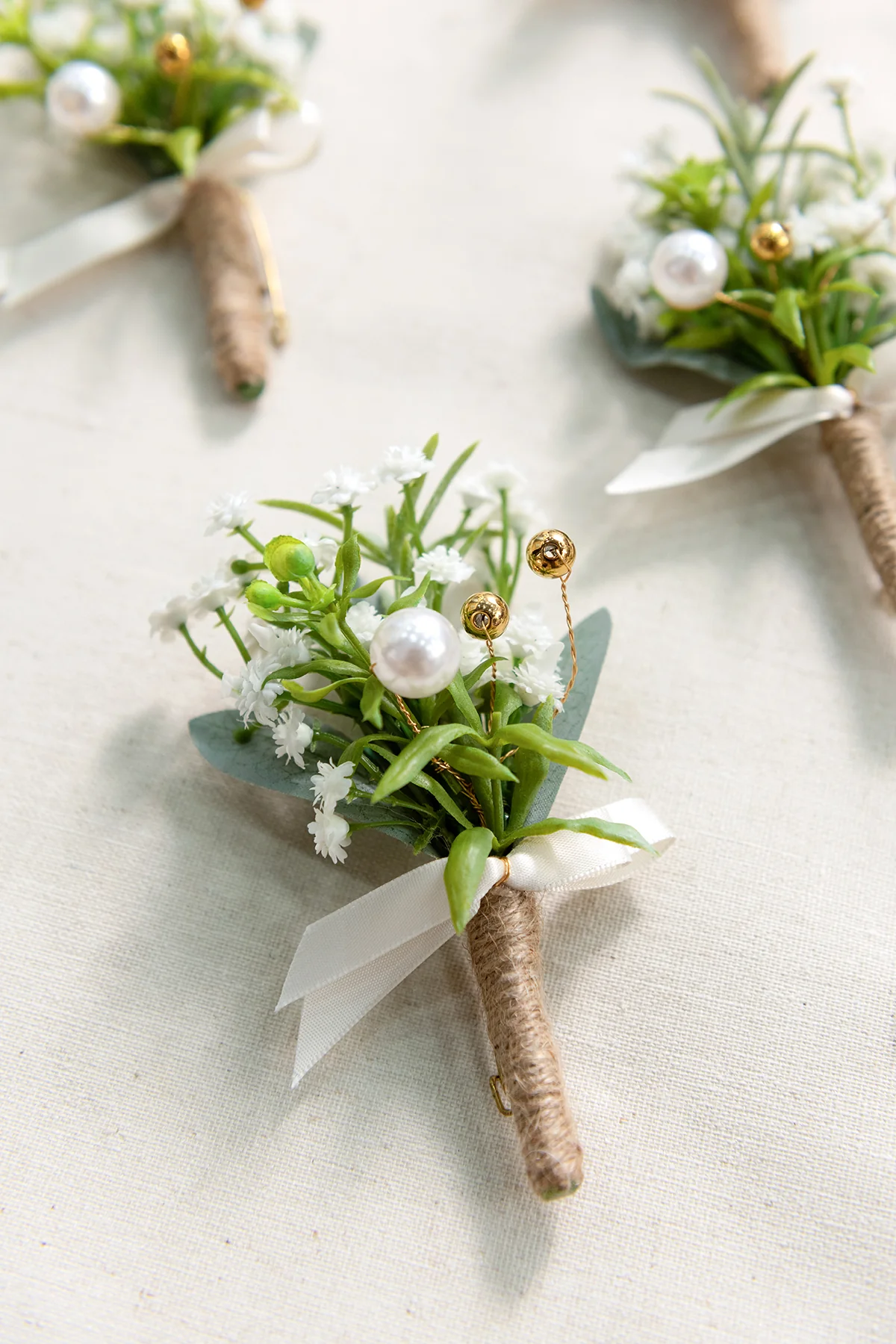 Boutonnieres for Guests in White & Sage | Clearance - Image 4