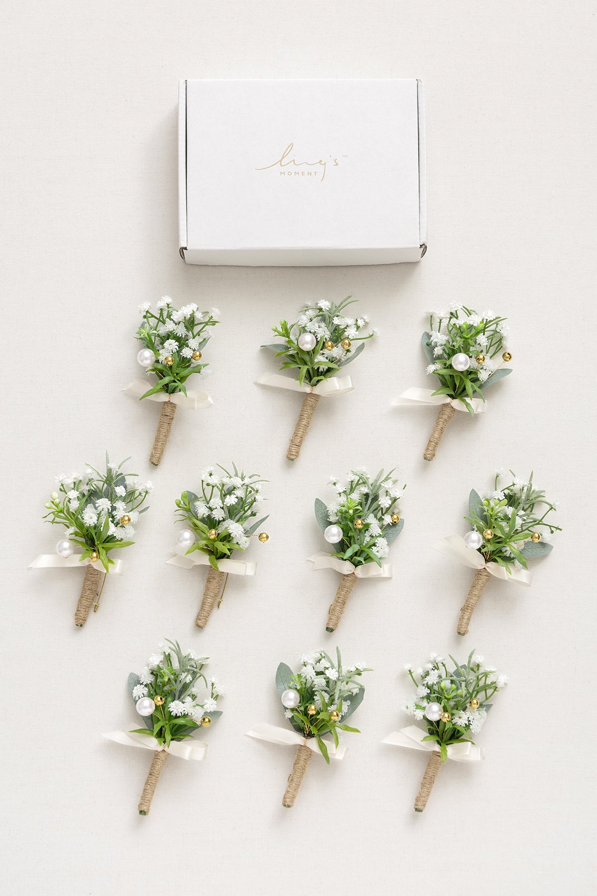 Boutonnieres for Guests in White & Sage | Clearance - Image 5