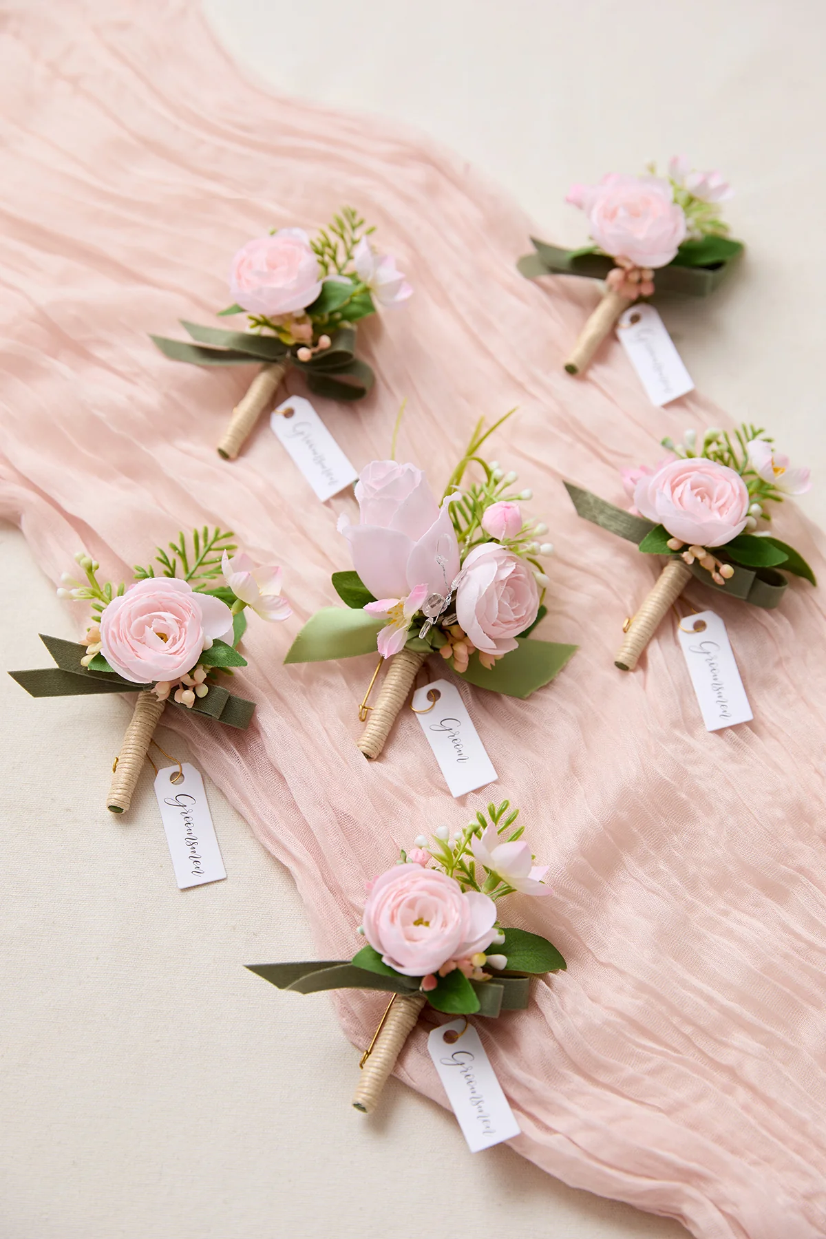 Boutonnieres in Blush & Cream - Image 2