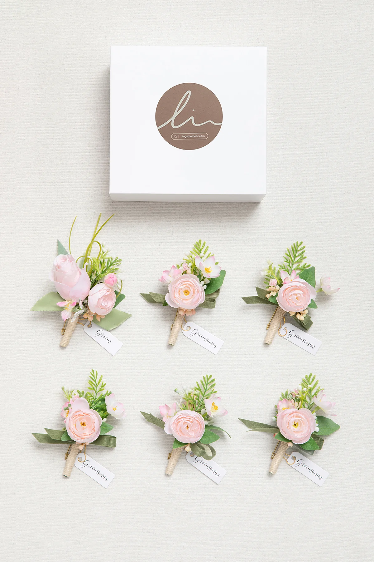 Boutonnieres in Blush & Cream - Image 7